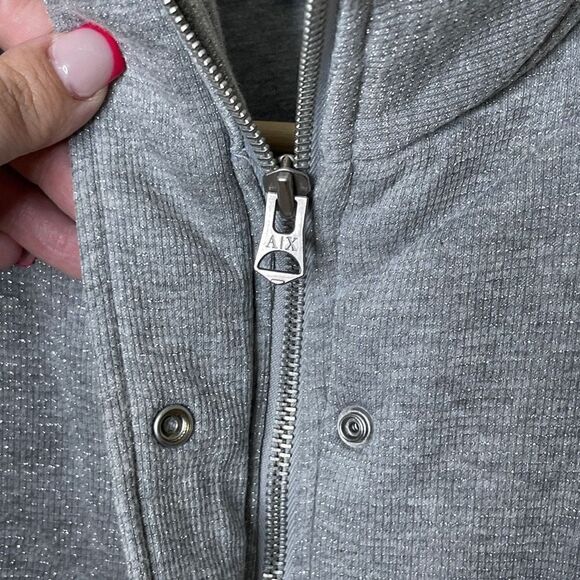 Armani Exchange Vest Women's SP Gray Quilted Puffer Full Zip Snap Pockets - Picture 7 of 12